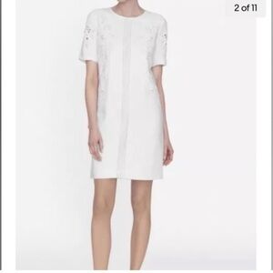 L.k. Lk Bennett DANIKA WHITE Linen LACE DETAIL SHIFT DRESS 6